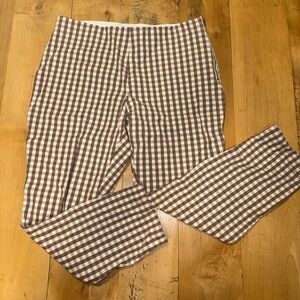 A New Day Womens Plaid Stretch Crop Pants 12 Cream/Mocha